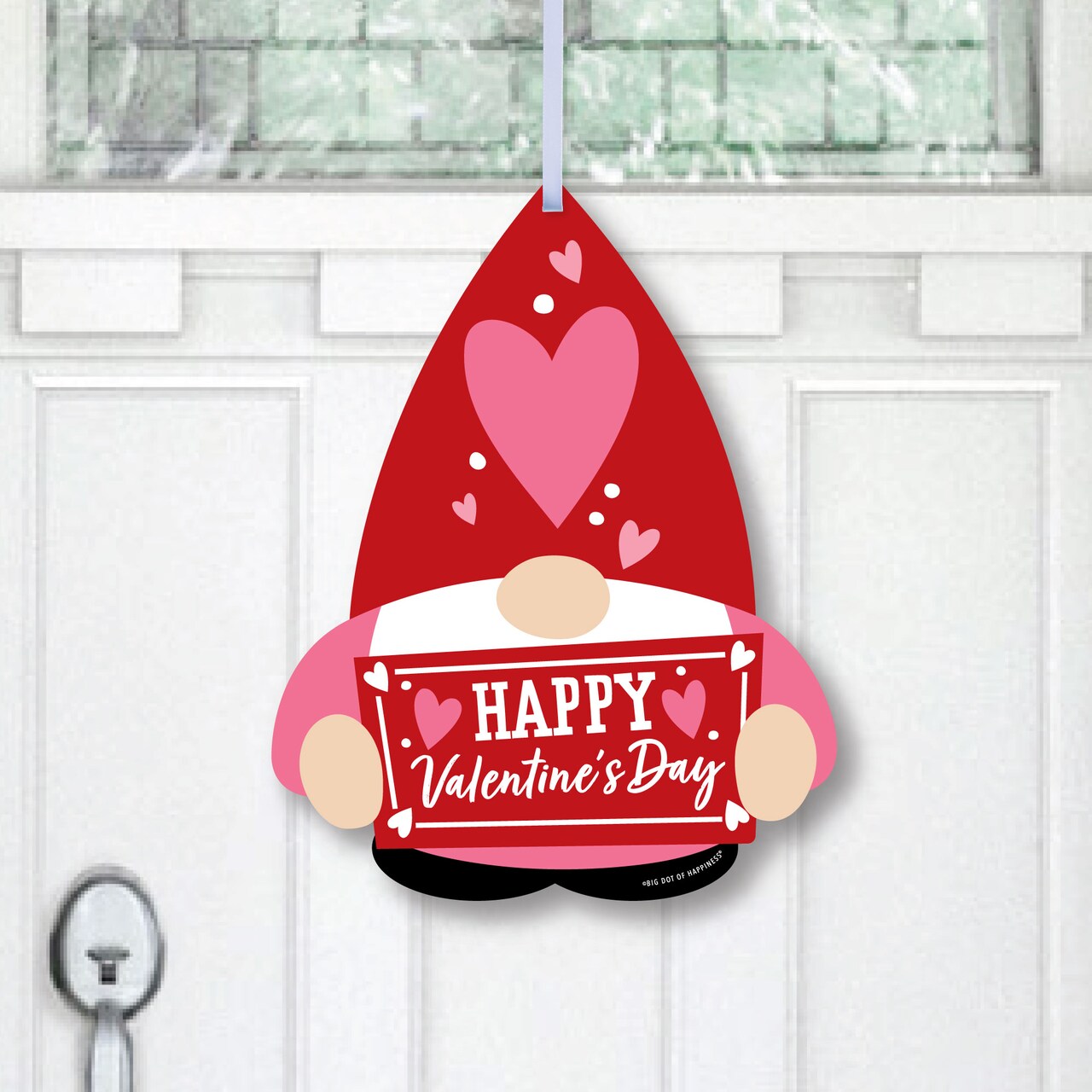 Big Dot of Happiness Valentine Gnomes - Hanging Porch Valentine's Day Party Outdoor Decorations - Front Door Decor - 1 Piece Sign